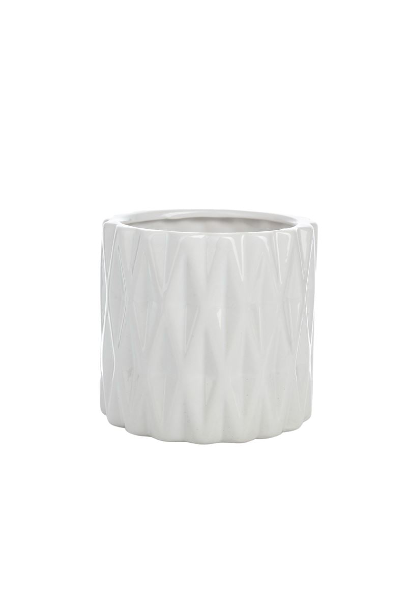 5 Inch White Cylinder Ceramic Vase 5"W x 5"H