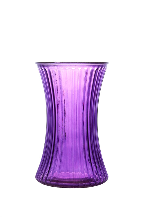 8 Inch Purple Gathering Lined Glass Vase 5"W x 8"H