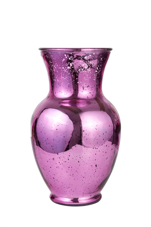 11 inch mercury pink ginger glass vase