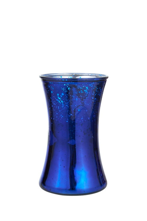 8 inch mercury blue gathering glass vase