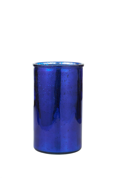 8 inch mercury blue cylinder glass vase