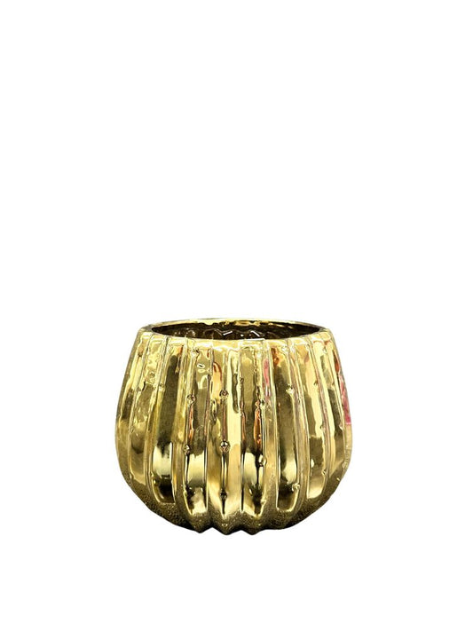 6 inch shiny gold cactus ceramic vase