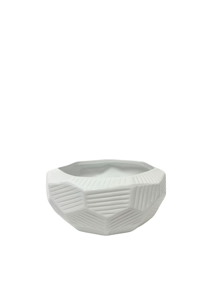 4 inch matte white geometric bowl ceramic vase