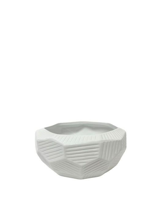 4 inch matte white geometric bowl ceramic vase
