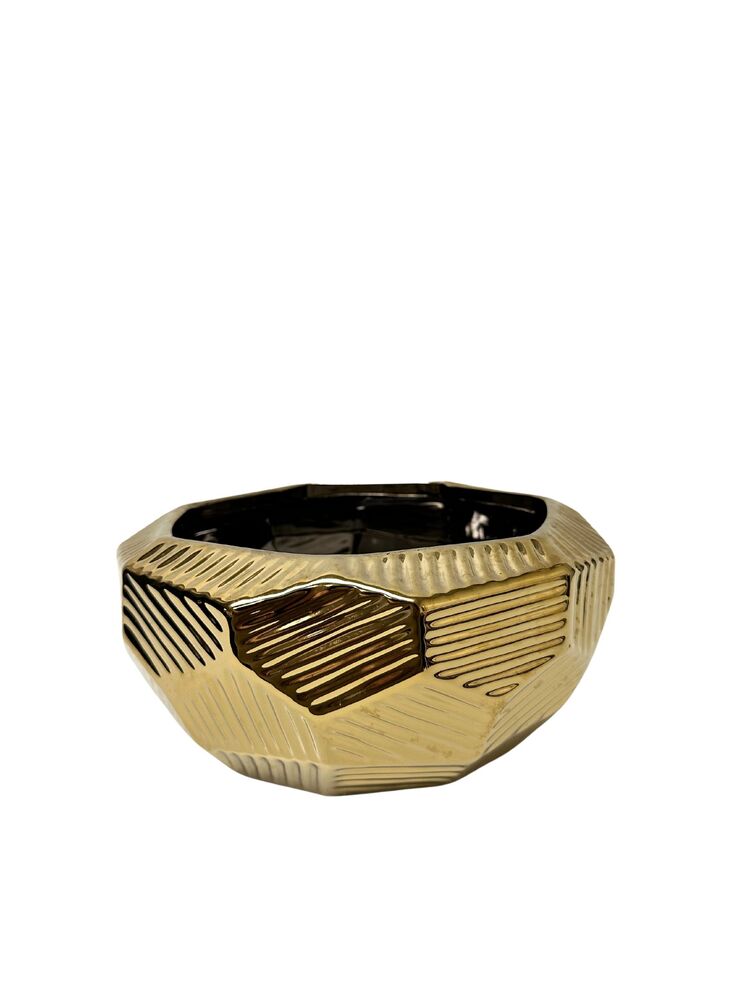 4 inch shiny gold geometric bowl ceramic vase