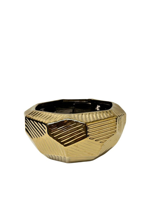 4 inch shiny gold geometric bowl ceramic vase