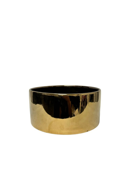 5 inch shiny gold cylinder ceramic vase