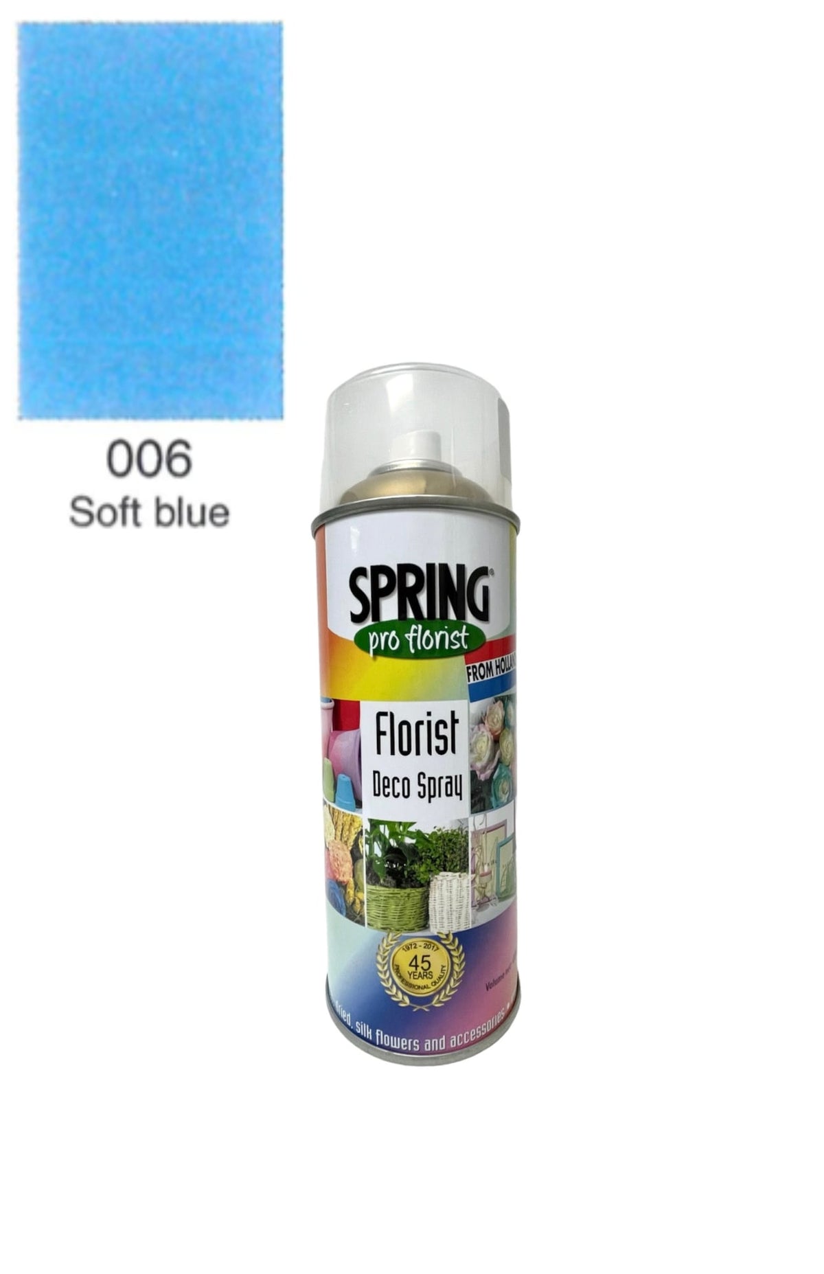 006 soft blue floral spray color can