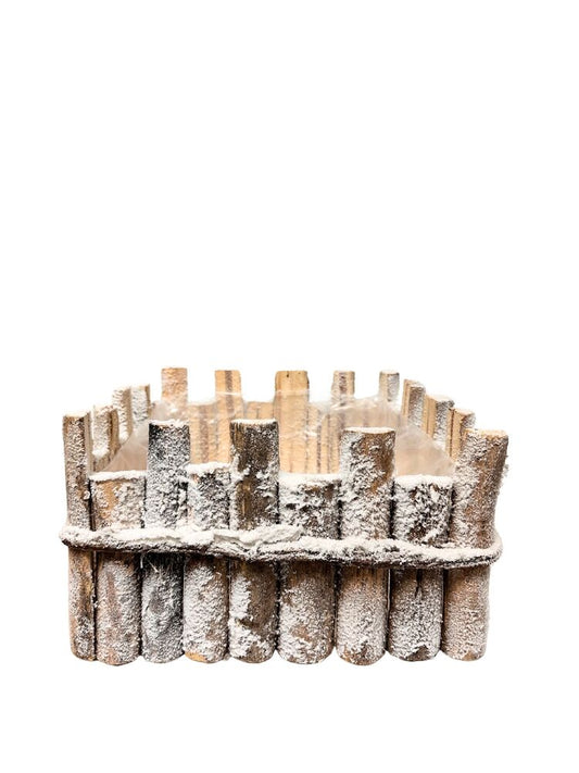 6 inch brown square wood basket