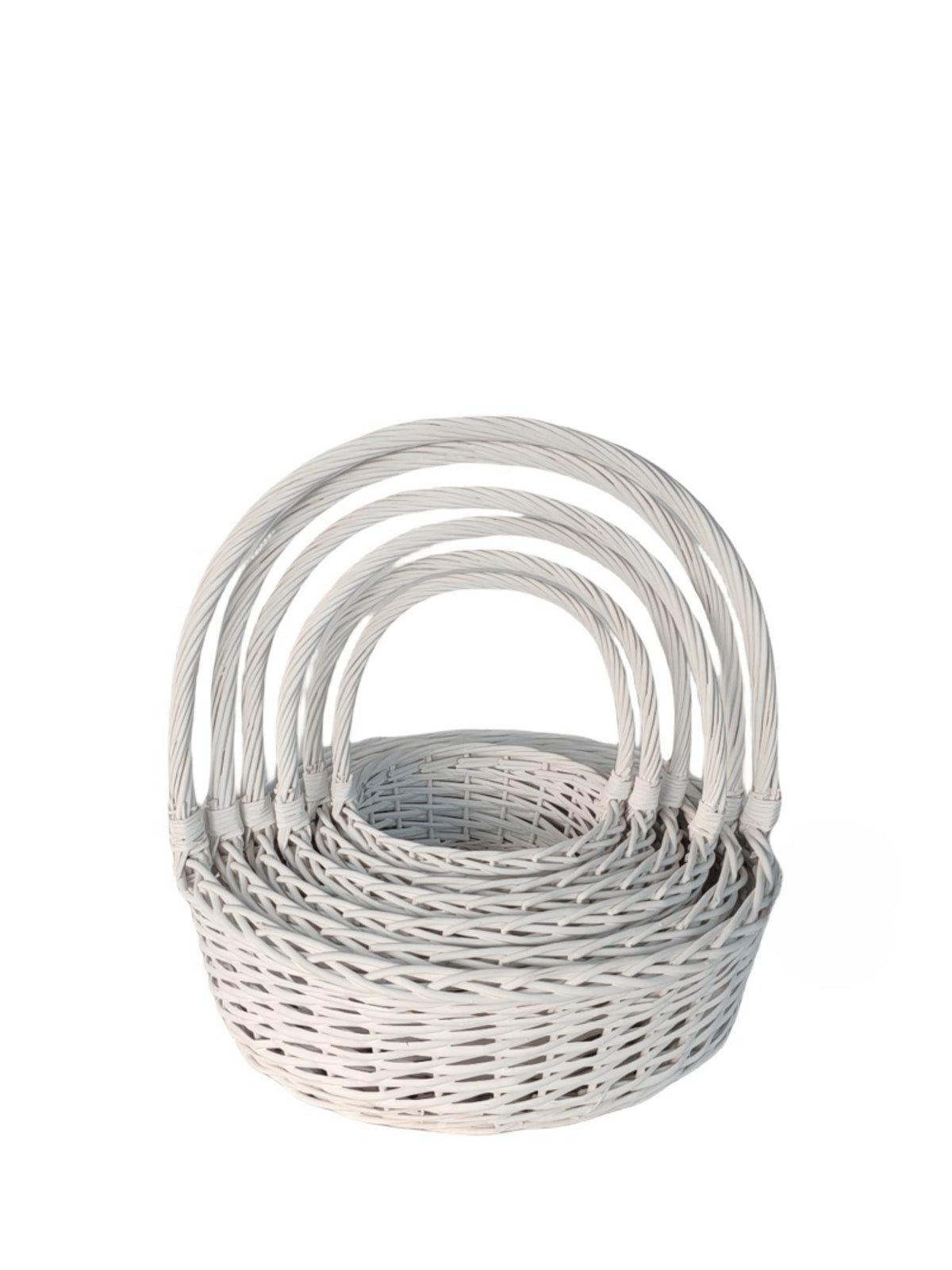 5-piece white round basket set