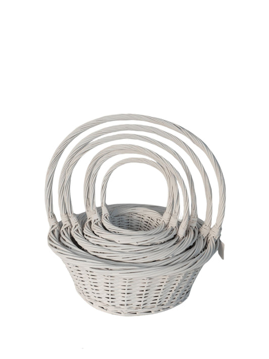 5-piece white round basket set