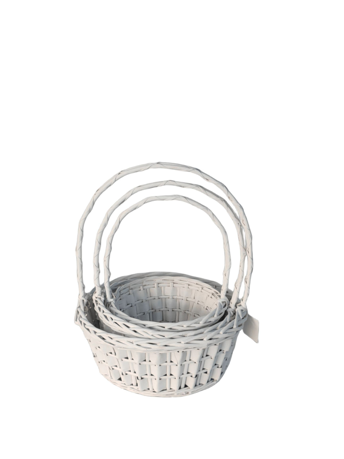 3-piece white round basket set