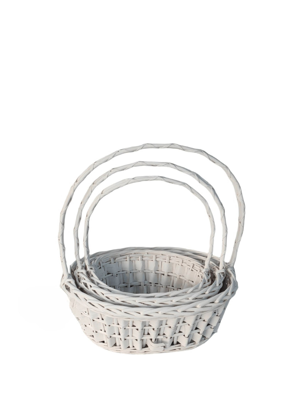 3-piece white oval basket set