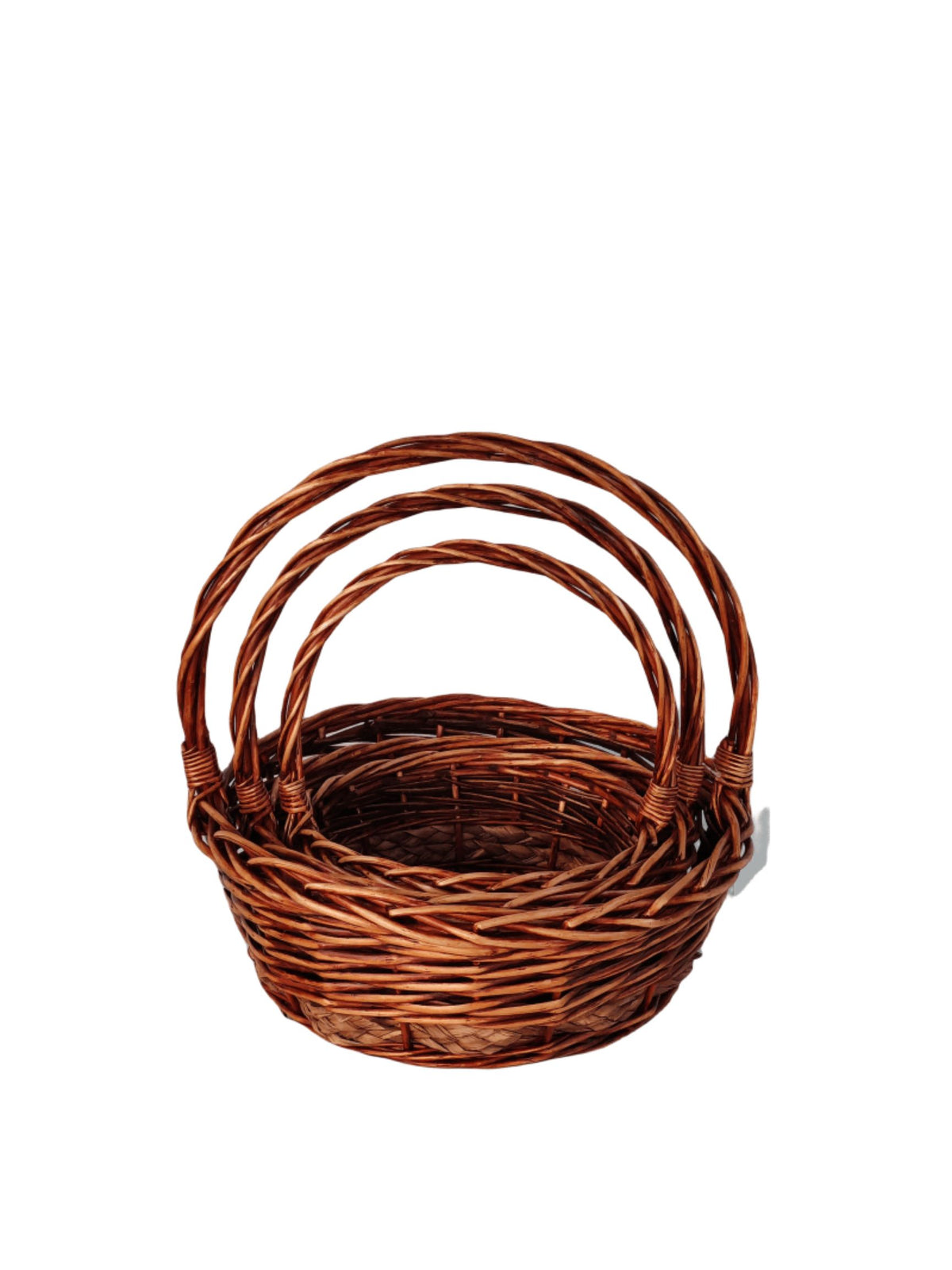 3-piece dark brown round basket set