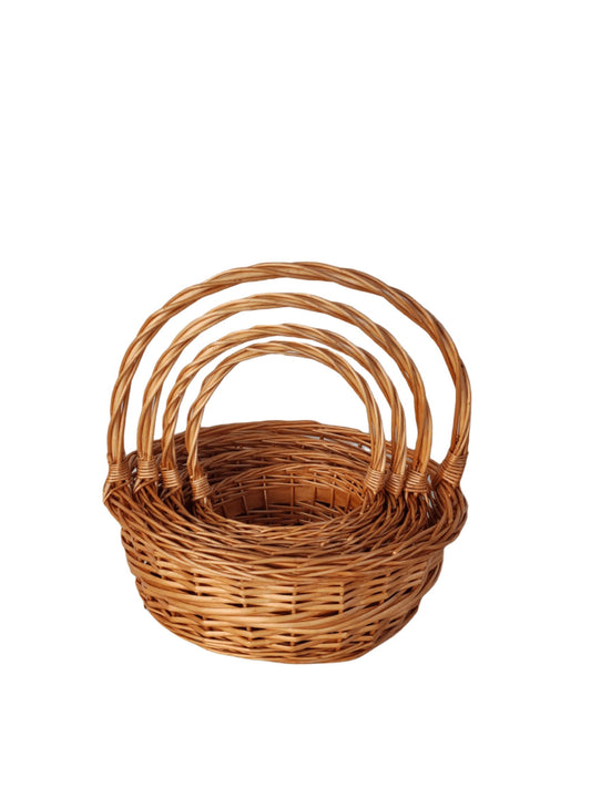 4-piece brown round basket set