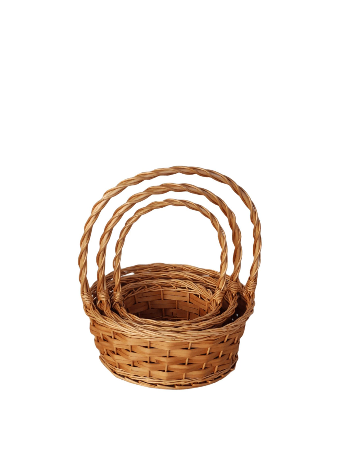 3-piece brown round basket set