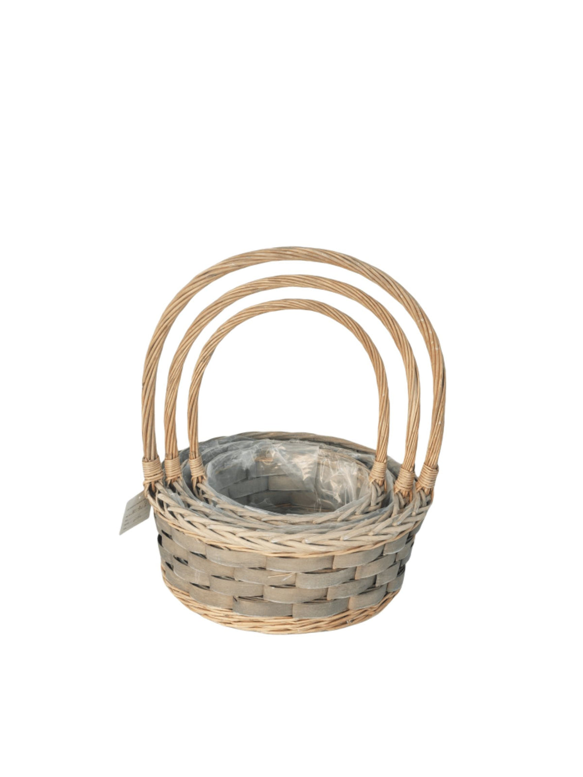 3-piece gray round basket set