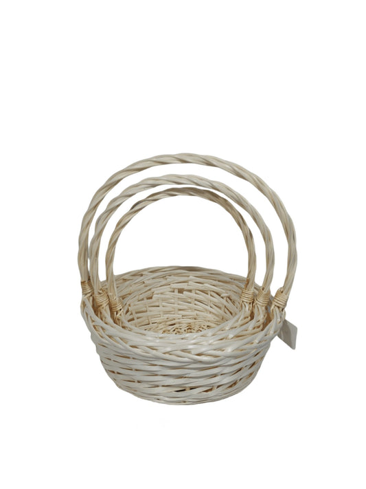 3-piece ivory round basket set