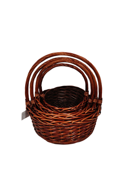 4-piece dark brown round basket set
