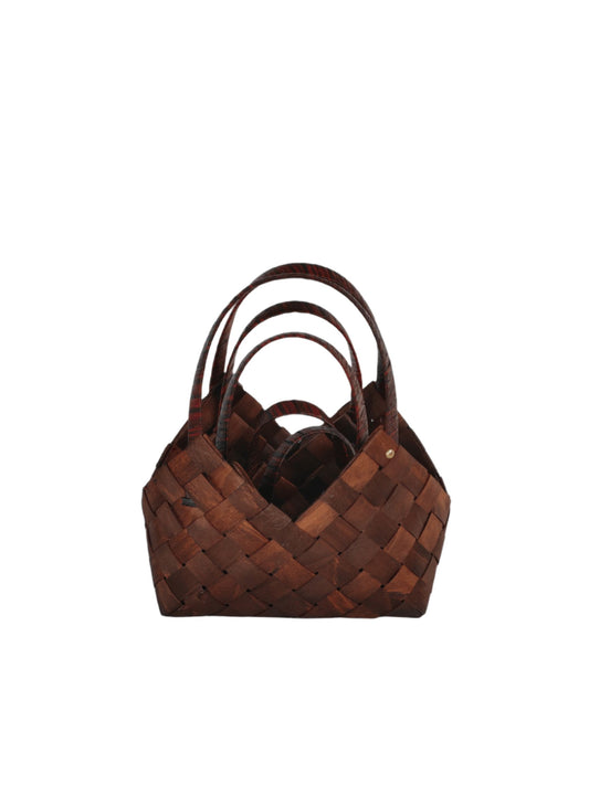 3-piece dark brown bag basket set