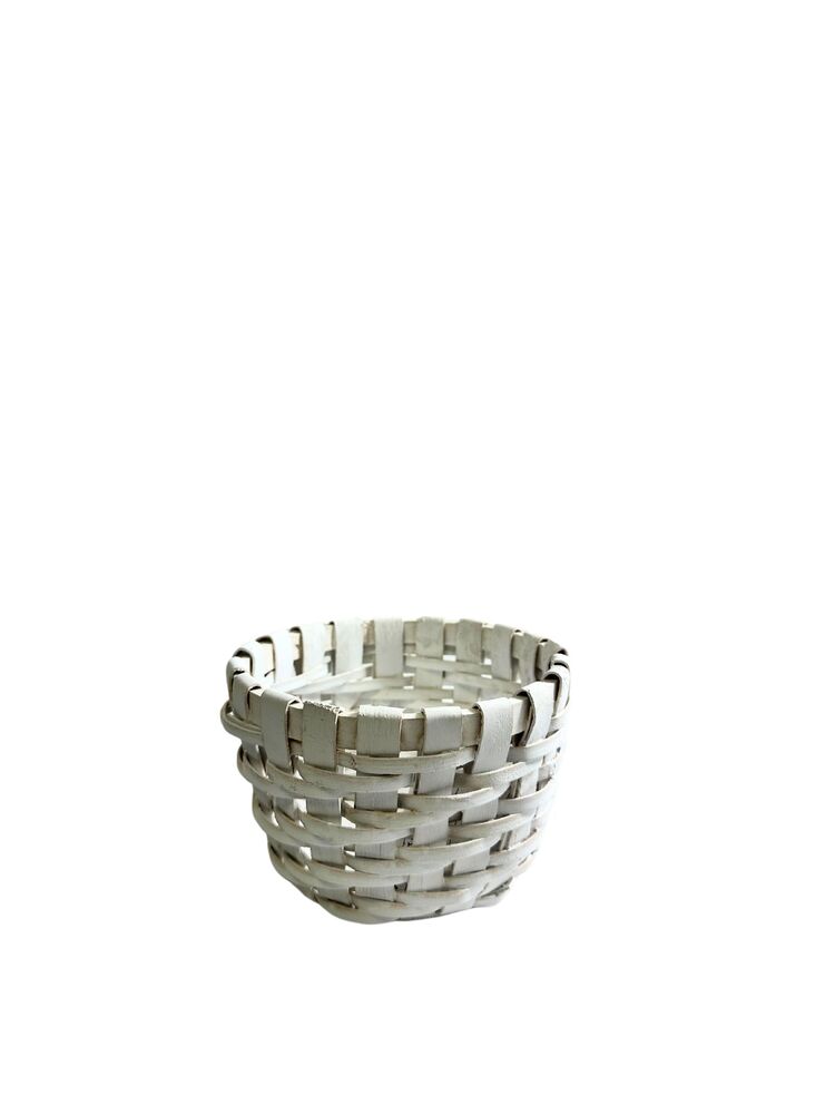 6 inch white round basket no handle