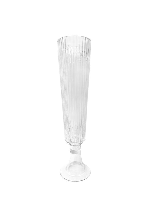 25.5 inch clear ribbed cup pedestal glass vase