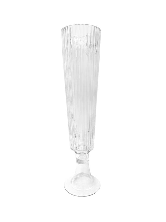 31.5 inch clear ribbed cup pedestal glass vase