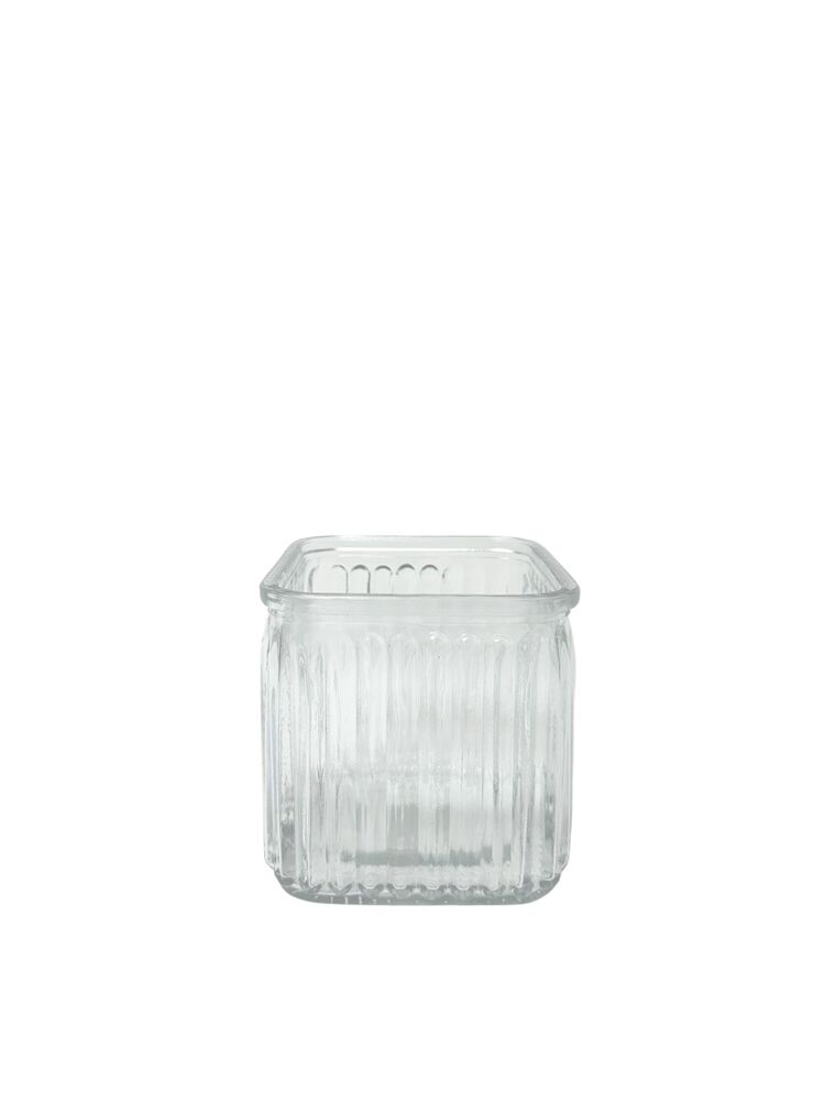 4.75 inch cube with lines glass vase
