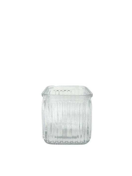 4.75 inch cube with lines glass vase