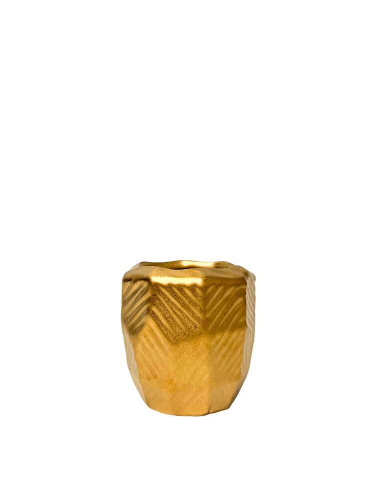 3 inch gold hexagon ceramic vase
