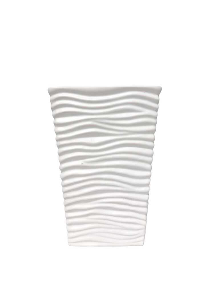 9 inch white rectangle tapered ceramic vase