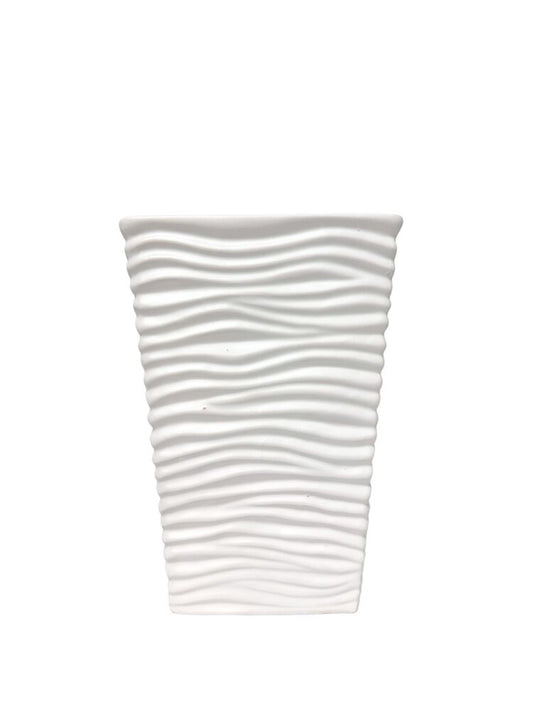 9 inch white rectangle tapered ceramic vase