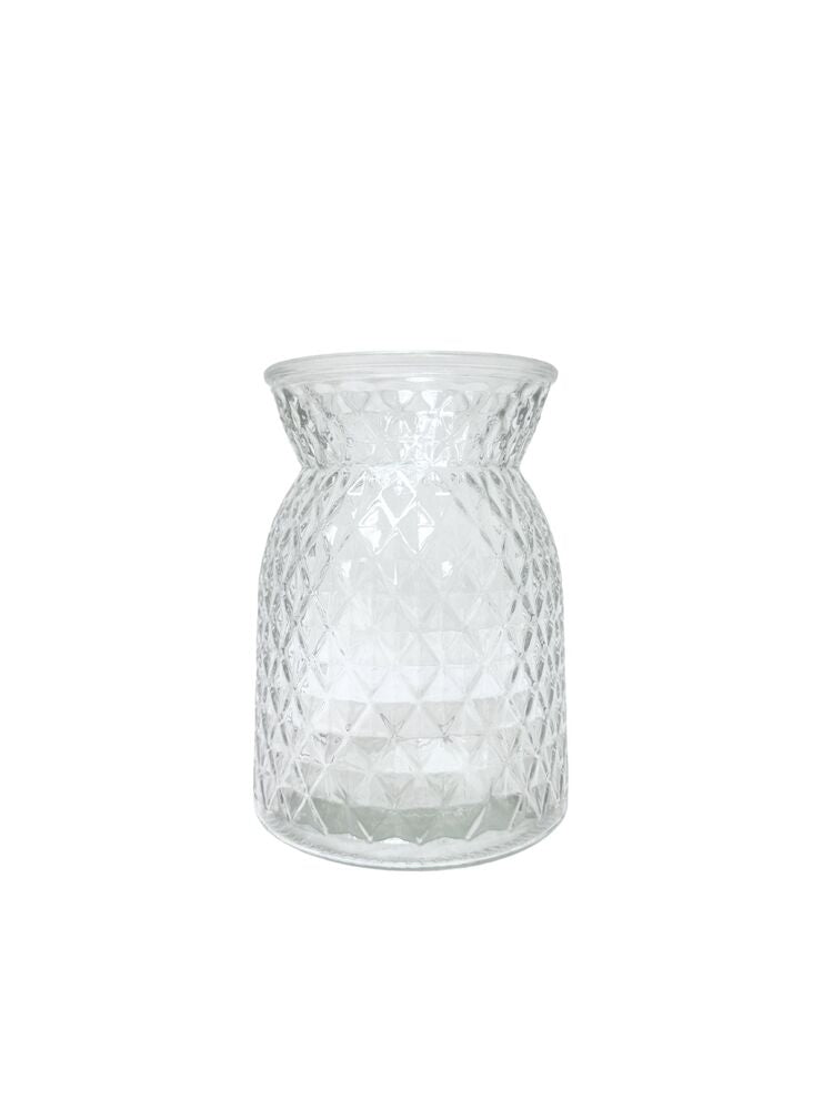 6.25 inch clear belly diamond glass vase