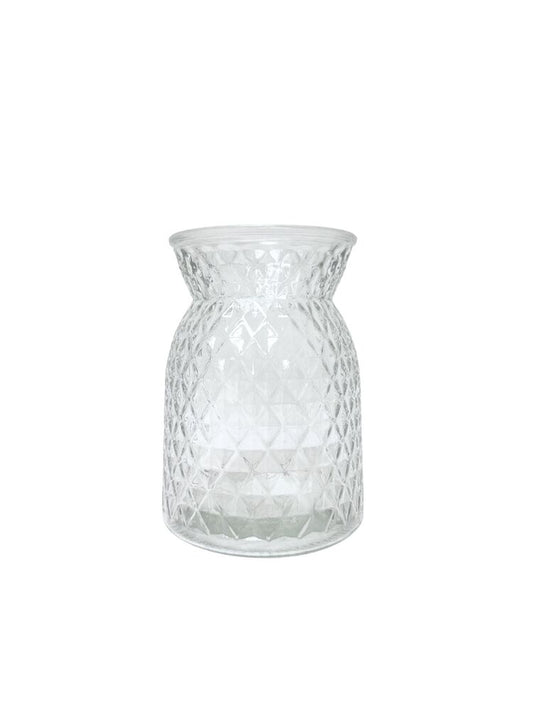 6.25 inch clear belly diamond glass vase