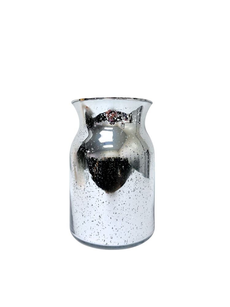 8 inch silver mercury belly glass vase
