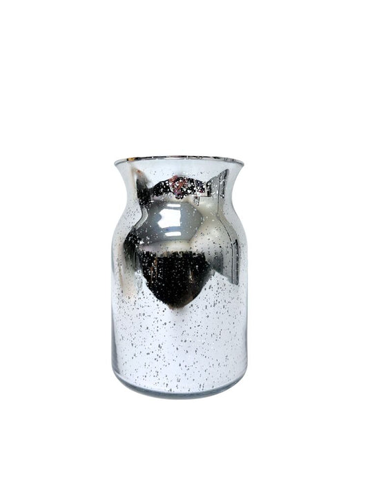8 inch silver mercury belly glass vase