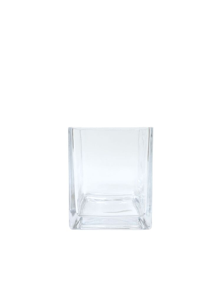 4.75 inch clear square glass vase