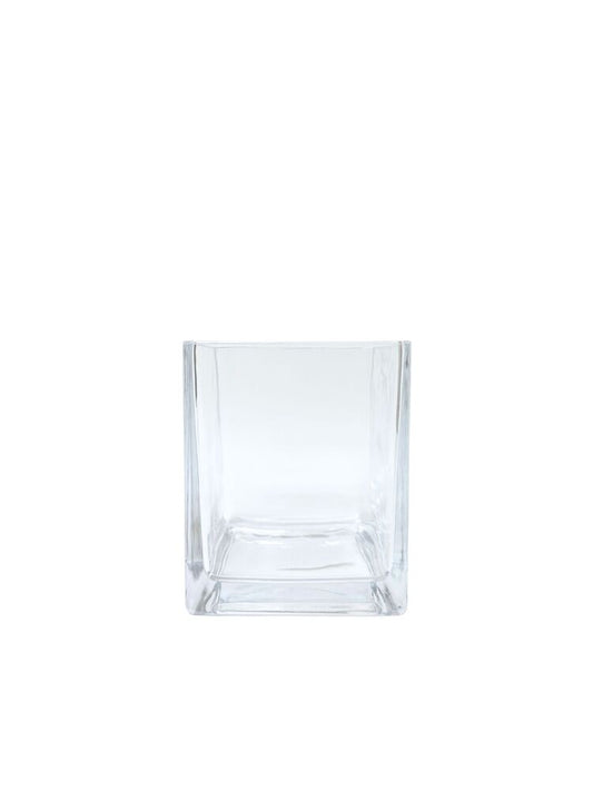 4.75 inch clear square glass vase