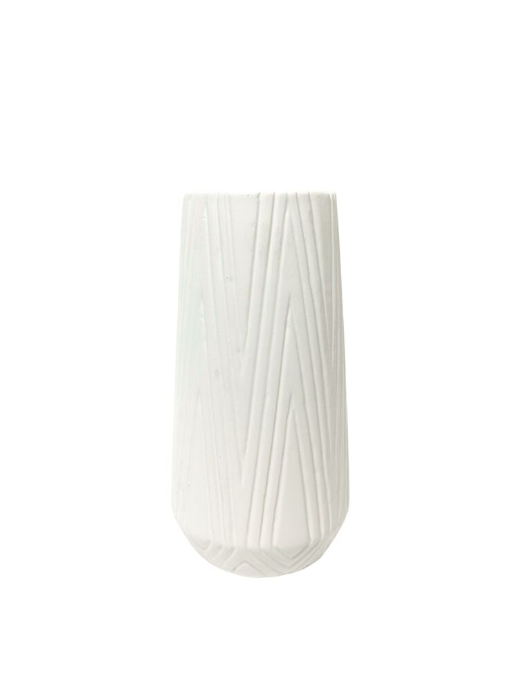 8 inch matte white round ceramic vase