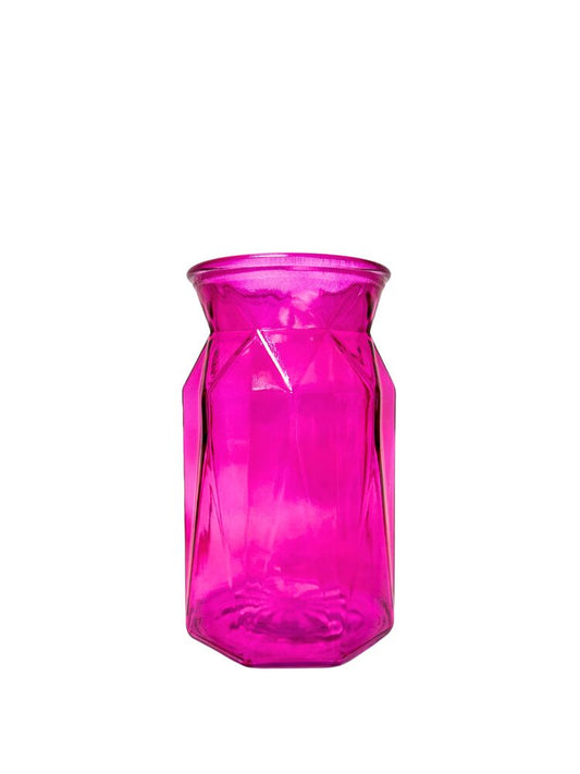 7 inch pink pressed ginger glass vase