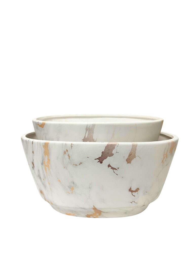 2-piece white oval ceramic vase set