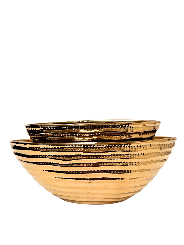 2-piece gold boat ceramic vase set