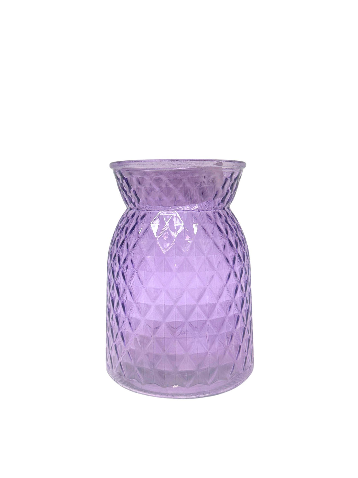 6.25 inch lavender belly diamond glass vase