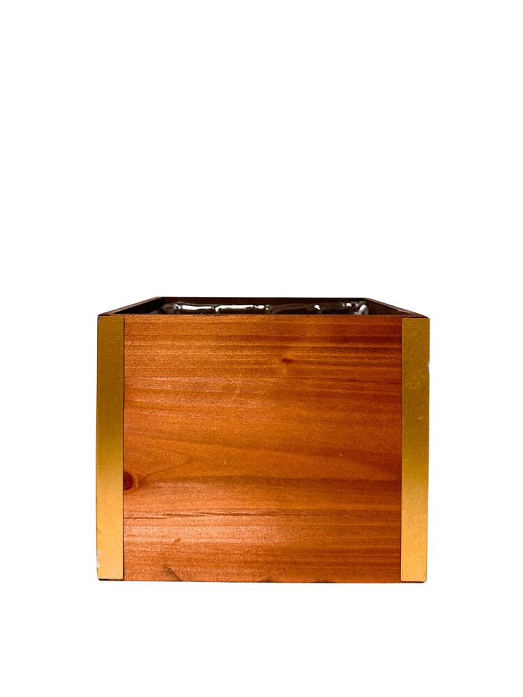 6 inch natural square wooden planter