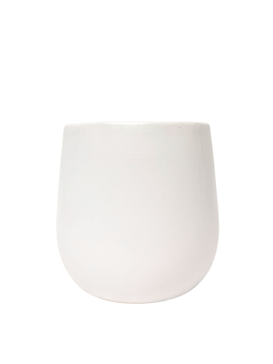 5.25 inch white round ceramic vase