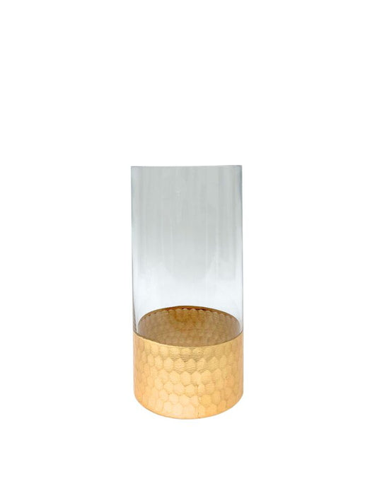 8 inch clear cylinder with gold glass vase