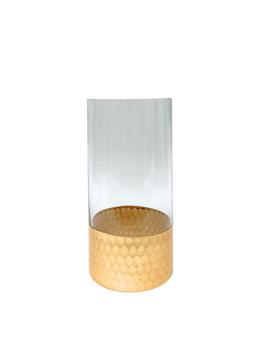 12 inch clear cylinder with gold glass vase