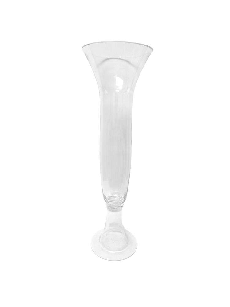 26 inch clear belly pedestal glass vase