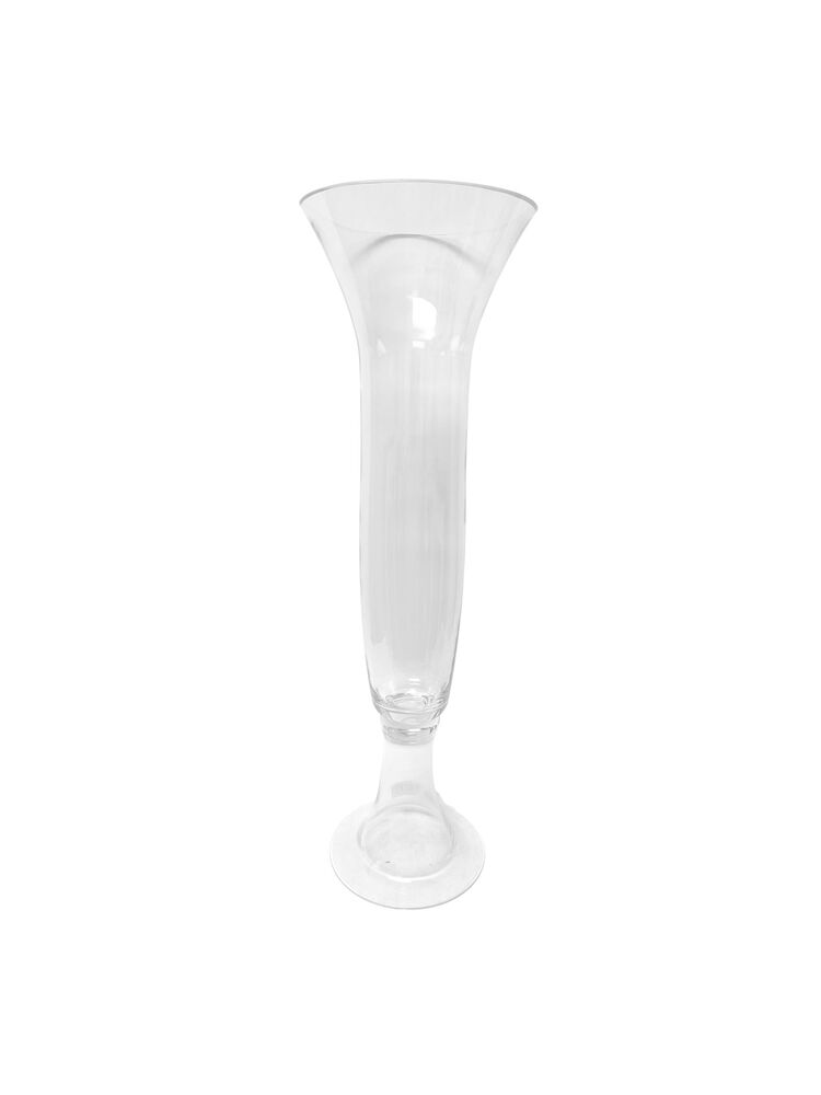 25 inch clear belly pedestal glass vase