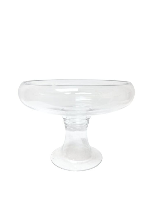 8 inch clear bowl pedestal glass vase